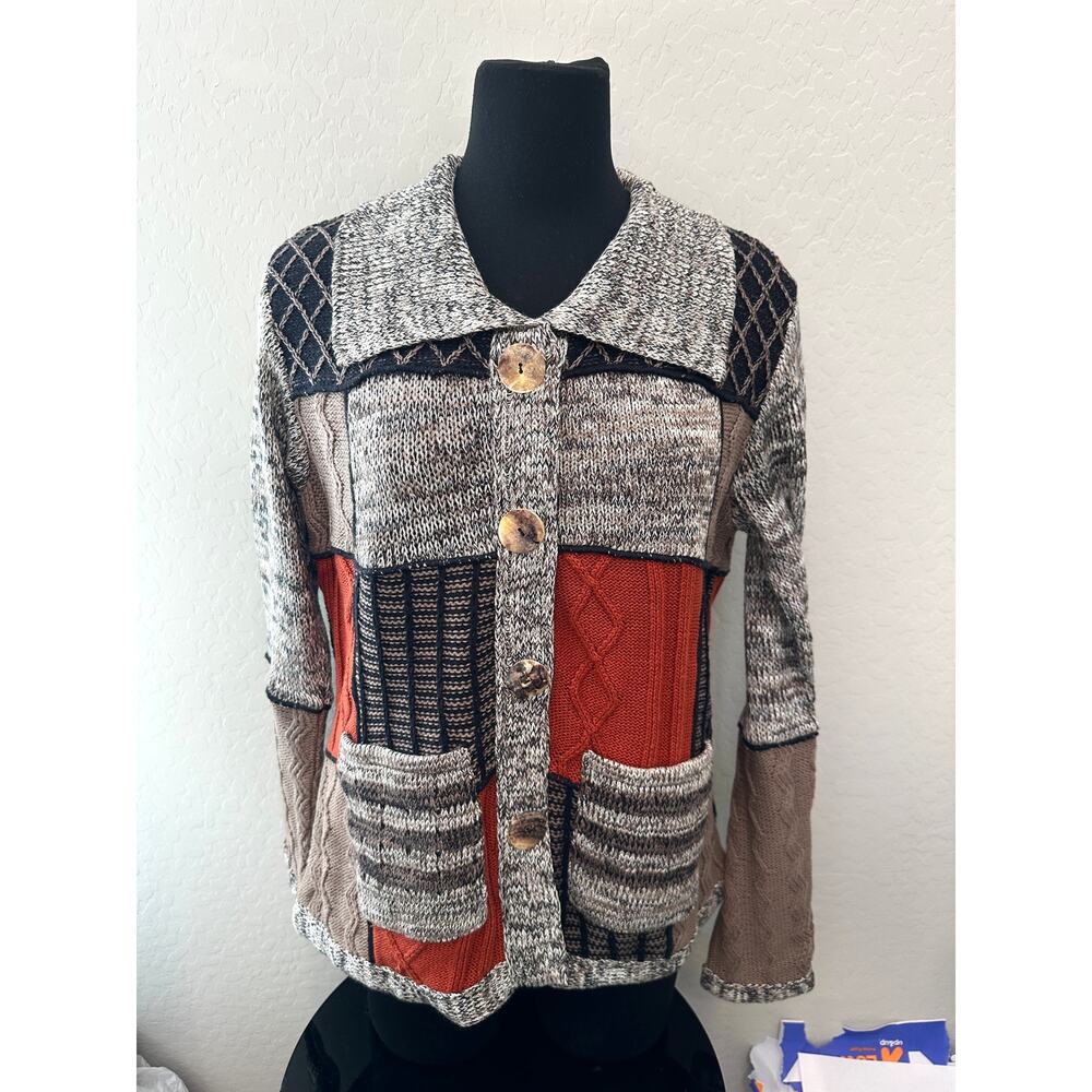 Parsley & Sage Patchwork Button Front Cardigan Sw… - image 3